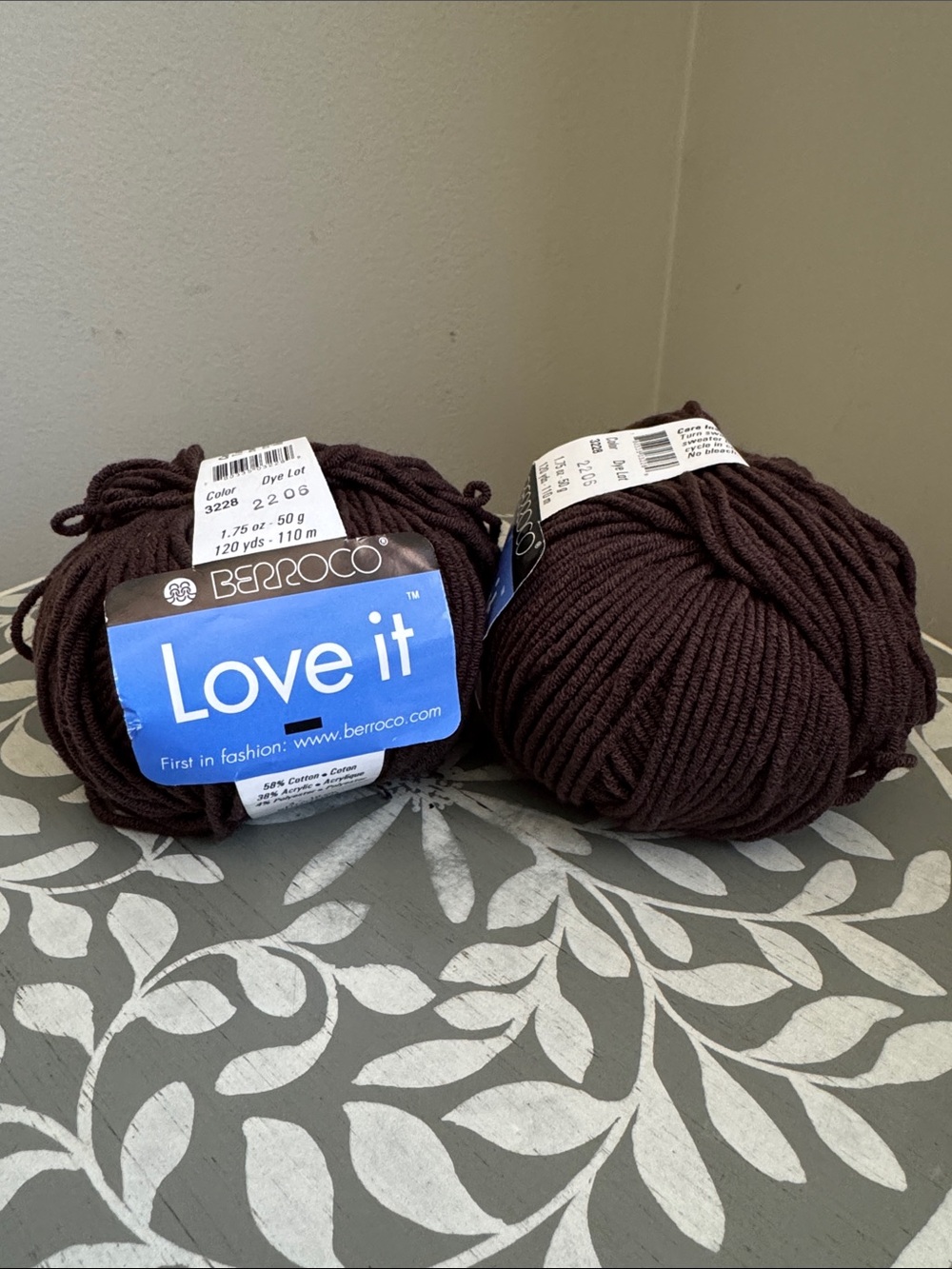 Berroco 'Love It' Cotton Yarn - Dark Brown (2 Balls)